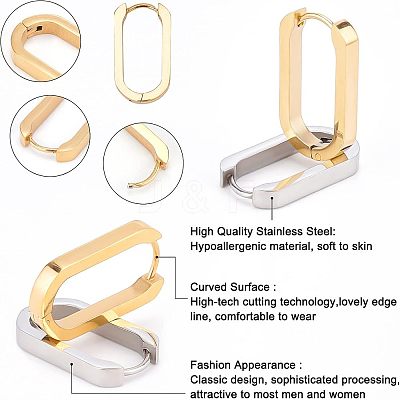 6 Pairs 2 Colors 304 Stainless Steel Huggie Hoop Earrings STAS-UN0025-25-1