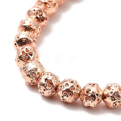 Electroplated Natural Lava Rock Beads Strands G-G984-08RG-1