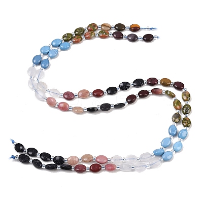 Natural Quartz Crystal & Rhodonite & Unakite & Mookaite & Synthetic Blue Goldstone & Synthetic Agate Beads Strands G-Z135-A11-1