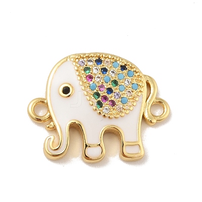 Brass Micro Pave Colorful Cubic Zirconia Connector Charms KK-B059-05G-01-1