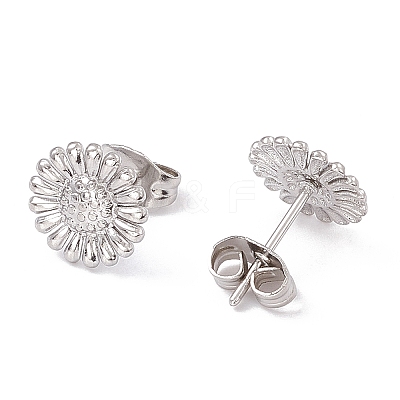 Non-Tarnish 304 Stainless Steel Sunflower Stud Earrings for Women LS-EJEW-G338-05P-1