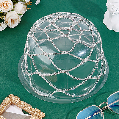 1Pc Rhinestone Mesh Headpiece Cap AJEW-HY0002-55S-1