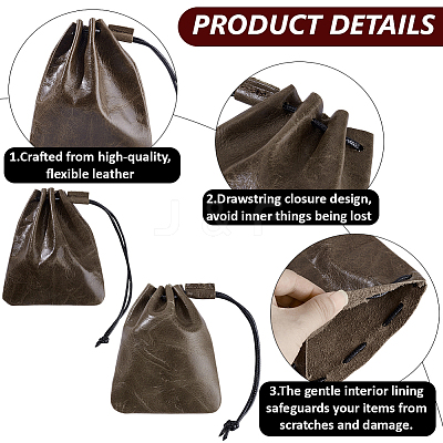2Pcs 2 Styles Cowhide Jewelry Cosmetics Storage Bag ABAG-BBC0001-37-1