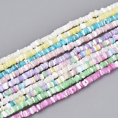 10 Strands 10 Colors Natural Trochid Shell/Trochus Shell Beads Strands SSHEL-N040-21-1