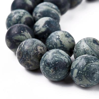 Frosted Natural Kambaba Jasper Beads Strands G-M272-14-6mm-1