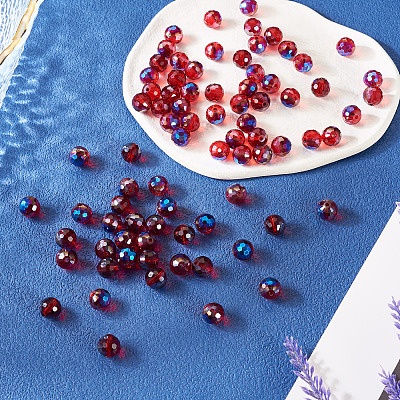 80Pcs Half Rainbow Plated Glass Beads EGLA-TA0013-04B-1