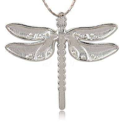 Platinum Alloy Enamel Dragonfly Big Pendants ENAM-J033-01P-1