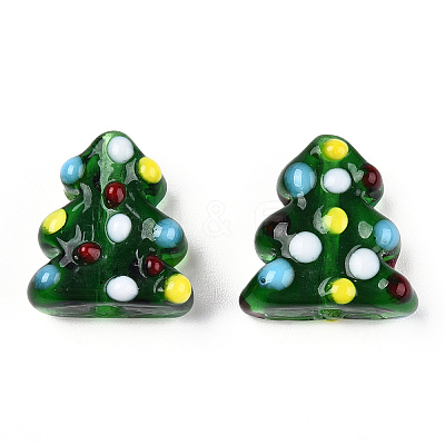 Christmas Themed Handmade Lampwork Beads XMAS-PW0001-213F-1