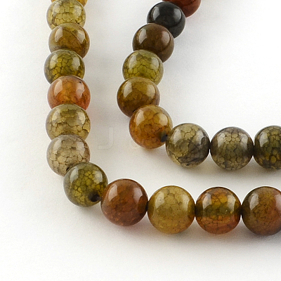 Dyed Natural Dragon Veins Agate Round Bead Strands G-R342-8mm-08-1