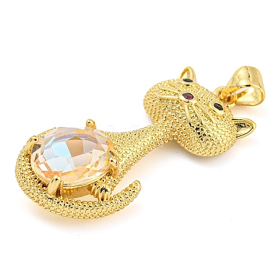 Rack Plating Brass Micro Pave Clear Cubic Zirconia Pendants ZIRC-L100-159G-1