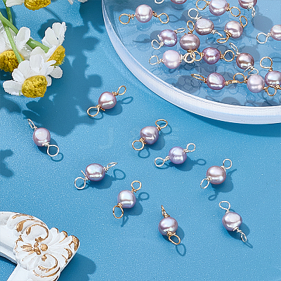 24Pcs 2 Colors Natural Cultured Freshwater Pearl Two Sides Polished Charms PALLOY-ME00012-1
