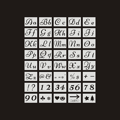 Letter A~Z/Number/Sign PET Plastic Hollow Painting Silhouette Stencil DRAW-PW0009-06-1