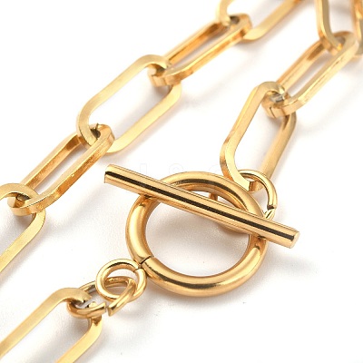 Ion Plating(IP) 304 Stainless Steel Paperclip Chain Bracelets BJEW-O186-03G-1