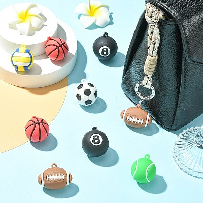12Pcs 6 Styles PVC Opaque Plastic Pendants KY-CJ0002-15-1