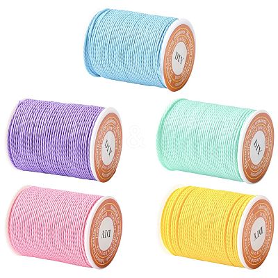5 Rolls 5 Colors Round Waxed Polyester Cord YC-FS0001-02A-1