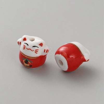 Handmade Printed Porcelain Beads PORC-WH0018-03A-1