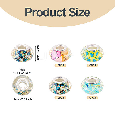 40Pcs 4 Colors Resin European Beads RPDL-TA0001-15-1