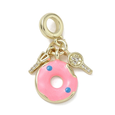 Brass Micro Pave Clear Cubic Zirconia European Dangle Charms KK-K368-27G-1