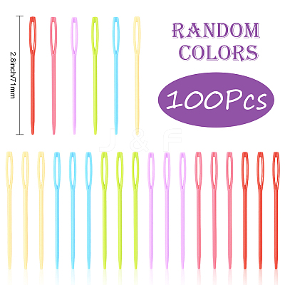 100Pcs Child Plastic Knit Needles Sewing Knitting Cross Stitch TOOL-SP0001-10-1