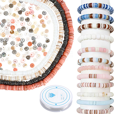 4 Strands 4 Colors Natural Shell Beads Strands SSHEL-PA0001-04-1