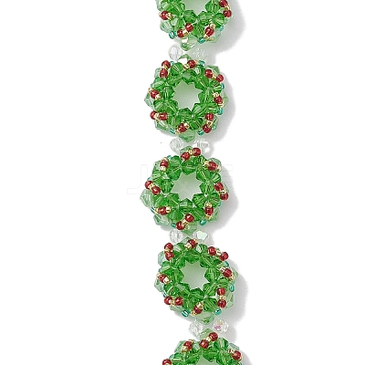 Handmade Glass Seed Christmas Wreath Beaded Bracelets for Women BJEW-MZ00060-1