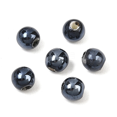 Glazed Porcelain Round Beads PORC-S489-6mm-03-1