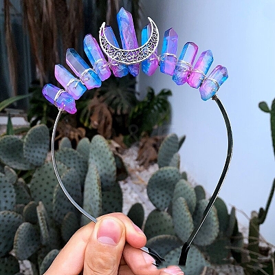 Eletroplated Quartz Crystal Hair Bands PW-WGA9730-10-1