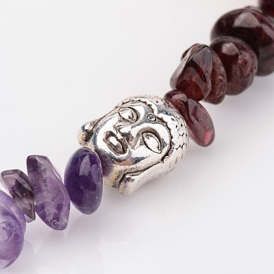 Chakra Natural Gemstone Beaded Stretch Bracelets X-BJEW-JB02324-02-1