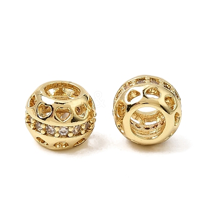 Brass Micro Pave Clear Cubic Zirconia European Beads KK-CBA3C32-10G-1