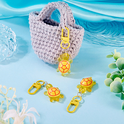 3Pcs Resin Tortoise Pendant Decorations HJEW-TA0001-39A-1