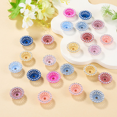 60Pcs Acrylic & Rhinestone Bead Caps MACR-TA0002-78-1