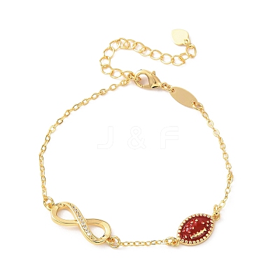 Sports Brass Micro Pave Cubic Zirconia Infinity Link Bracelets BJEW-D386-01C-G-1