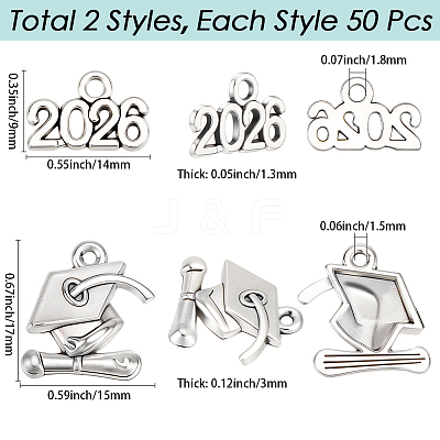 100Pcs 2 Styles Alloy Pendants FIND-SC0021-89AS-1