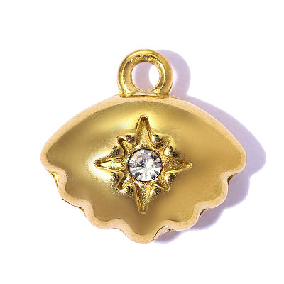 304 Stainless Steel & Rhinestone Pendants STAS-OY015-71G-1