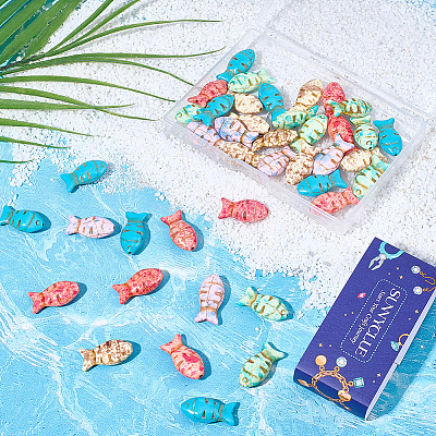 50Pcs 5 Colors Synthetic Turquoise Beads TURQ-SC0001-36-1