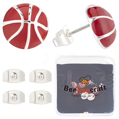 4 Pairs Sport Ball Alloy Stud Earrings for Women EJEW-BBC0001-52D-1