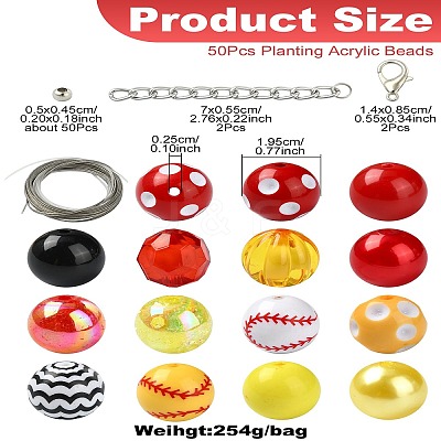 50Pcs Planting Acrylic Beads SACR-CJC0010-01A-1