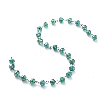 Handmade Electroplate Glass Beaded Chains AJEW-JB00529-1