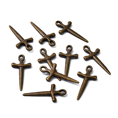 Tibetan Style Alloy Sword Pendants X-TIBEP-929-AB-FF-1