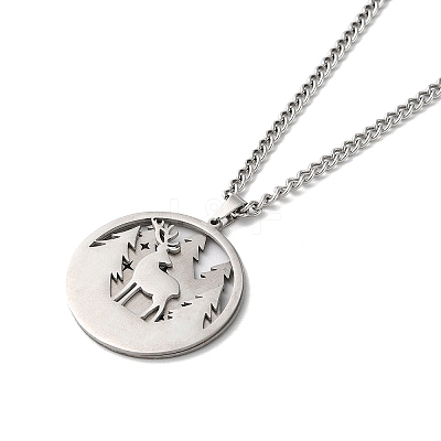 Non-Tarnish 304 Stainless Steel Double Layer Pendant Necklaces LS-NJEW-D047-02P-1