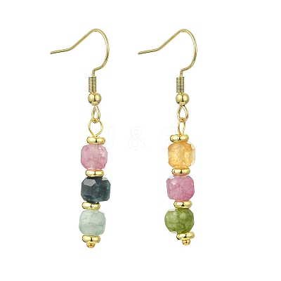 Natural Tourmaline Dangle Earrings EJEW-JE07308-01-1