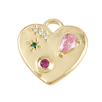Brass Micro Pave Cubic Zirconia Pendants KK-I352-278G-1