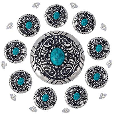 1-Hole Alloy & Cat eye Turquoise Decorative Rivets FIND-GF0004-53A-1