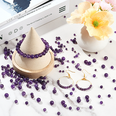 100Pcs Natural Amethyst Beads G-SP0001-22B-1