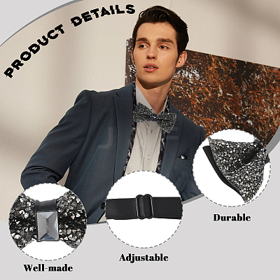 1Pc Polyester with Rhinestone Bow Ties for Bridegroom AJEW-SP0003-32A-1