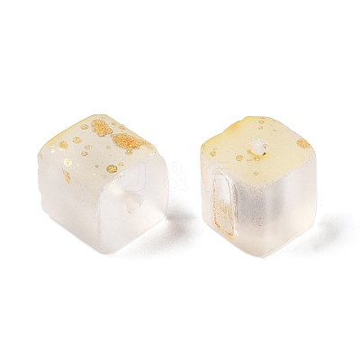Frosted Glass Beads with Golden Glitter Powder X1-DGLA-NH001-8mm-01A-1