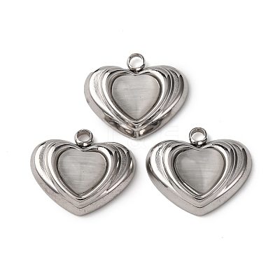 304 Stainless Steel Cat Eye Pendants STAS-P406-05P-1