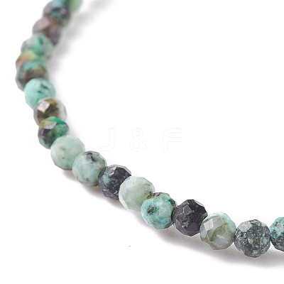 3mm Natural African Turquoise(Jasper) Beads Stretch Bracelet for Girl Women BJEW-JB07284-05-1