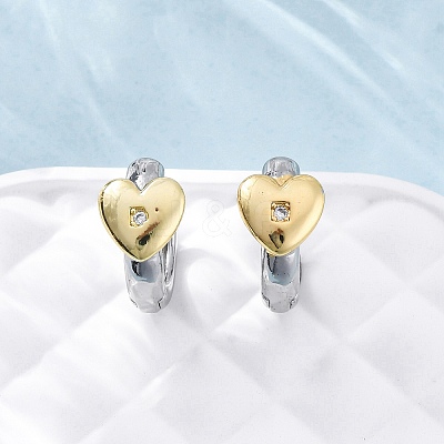Brass Micro Pave Clear Cubic Zirconia Hoop Earrings EJEW-H158-19B-GP-1