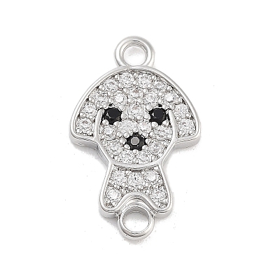 Brass Pave Clear & Black Cubic Zirconia Pet Puppy Connector Charms KK-Z061-01P-02-1